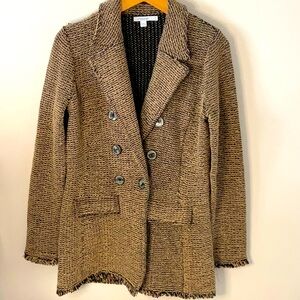 Chico’s Brown Knit Tweed Look Double-Breasted Jacket